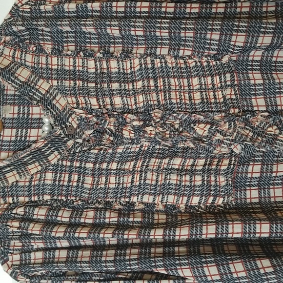 Free People One Plaid Miles Tuxedo Shirt Size Xs - Picture 6 of 14